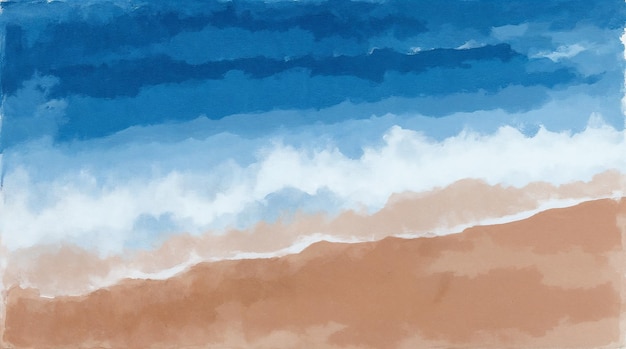 Pintura en acuarela de una playa con olas