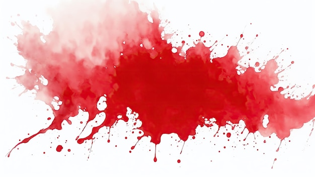 Foto la pintura de acuarela roja salpica textura sobre un fondo blanco