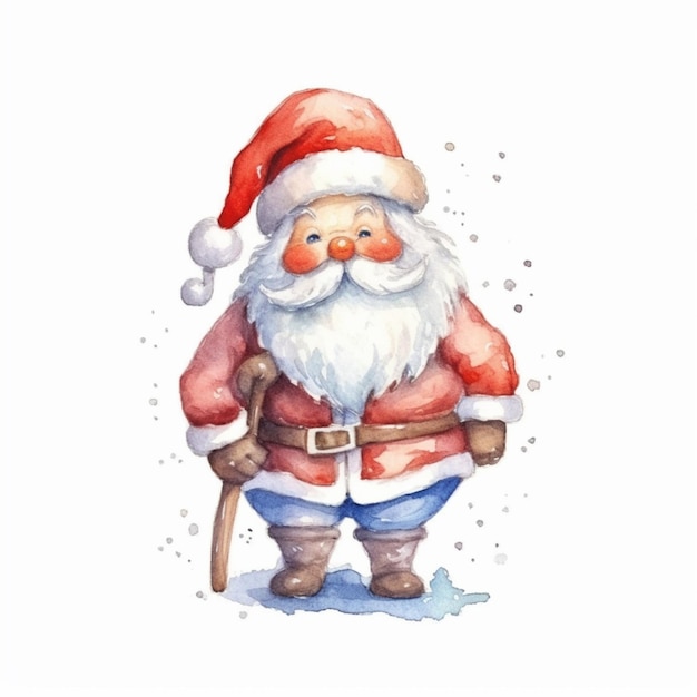 Pintura en acuarela de Santa Claus por el artista e ilustrador generative ai