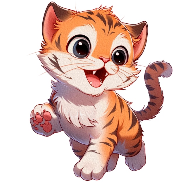 Pintura de acuarela de Sweet Tiger Chibi