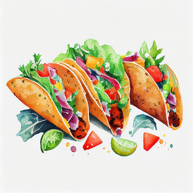 Una pintura de acuarela de un taco