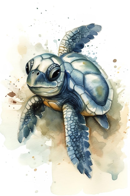 Una pintura de acuarela de una tortuga.