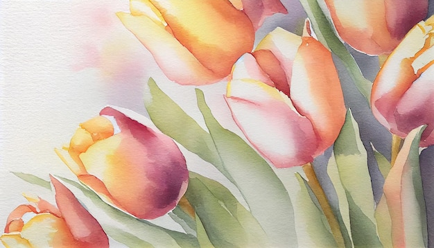 Una pintura de acuarela de tulipanes con el título tulipanes.