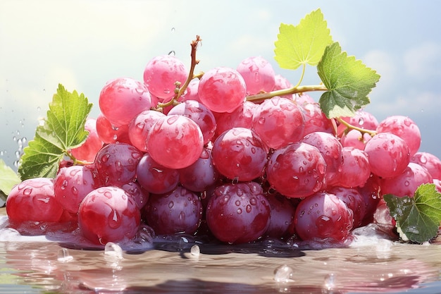 pintura en acuarela de uvas y frutas