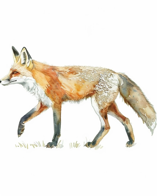 Pintura en acuarela de zorro