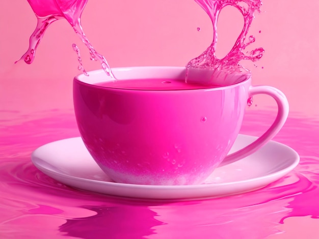 Foto pintura de agua rosa moderna de una taza