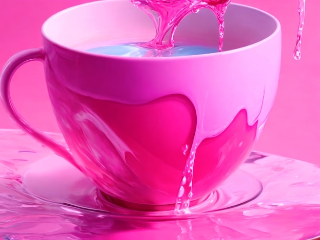 Foto pintura de agua rosa moderna de una taza