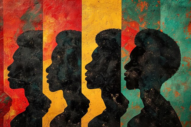 Pintura al fresco de retrato de hombres arfoamericanos concepto del Mes de la Historia Negra