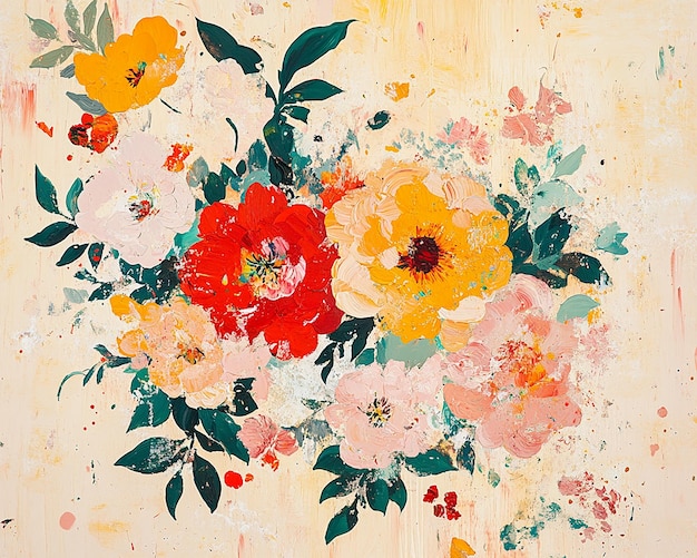 Pintura al óleo abstracta flores papel tapiz arte pintura al óleo fondo