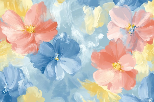 Pintura al óleo abstracta flores papel tapiz arte pintura al óleo fondo