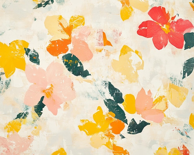 Pintura al óleo abstracta flores papel tapiz arte pintura al óleo fondo