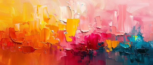 Una pintura al óleo abstracta en lienzo que es colorida y abstracta