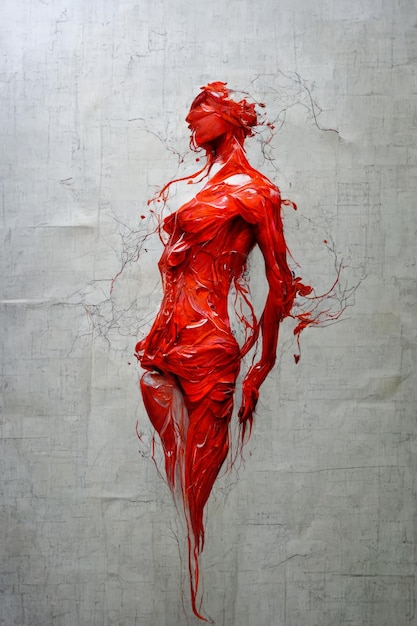 Pintura al óleo de anatomía humana pintura corporal de figura femenina en  tono rojo sangre body art