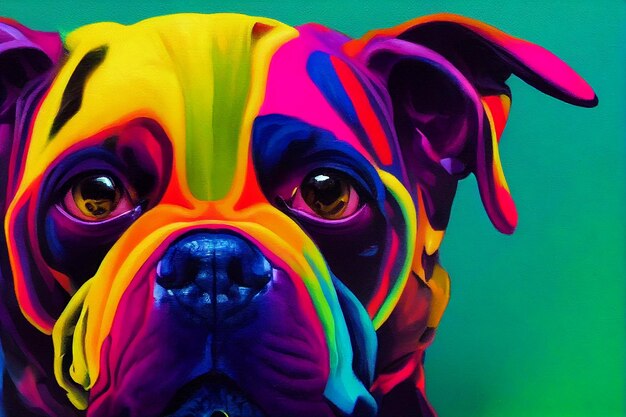 Foto pintura al óleo de arte cara de perro de colores