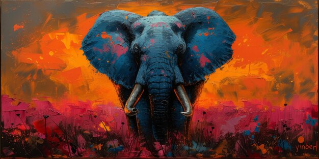 Pintura al óleo de un artista elefante colección de pinturas de animales para decoración e interiores