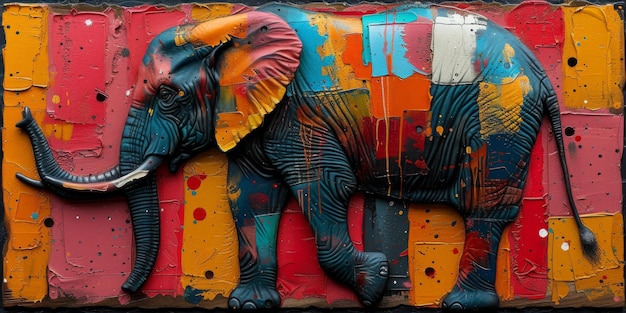 Foto pintura al óleo de un artista elefante colección de pinturas de animales para decoración e interiores