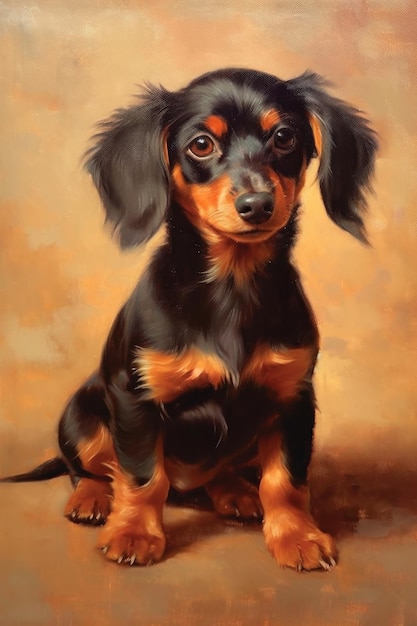 Pintura al óleo de un Dachshund