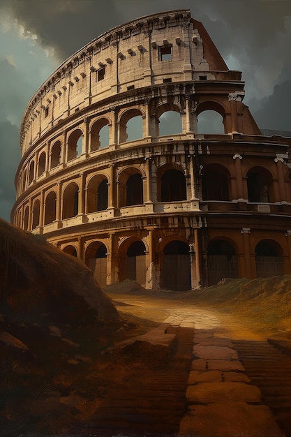 Pintura al óleo del Emperador Romano Coliseo