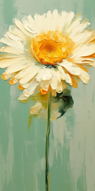 Pintura al óleo del estilo Rhads de Stacy King de la flor de gerbera