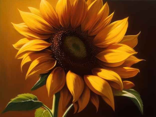 Pintura al óleo de girasol