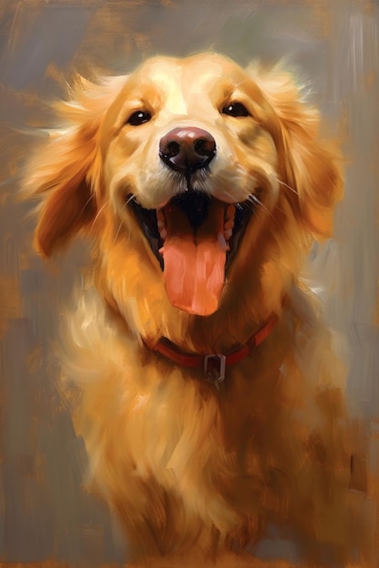 Pintura al óleo de un Golden Retriever