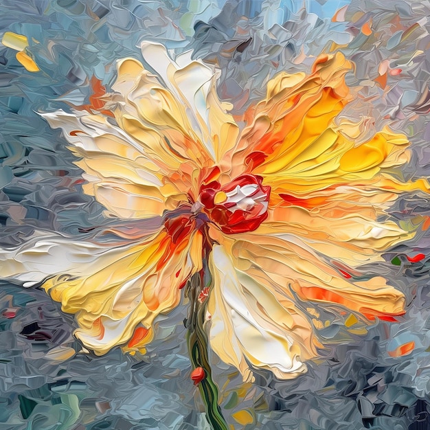 Pintura al óleo imágenes de flores de colores de oro blanco AI generativa