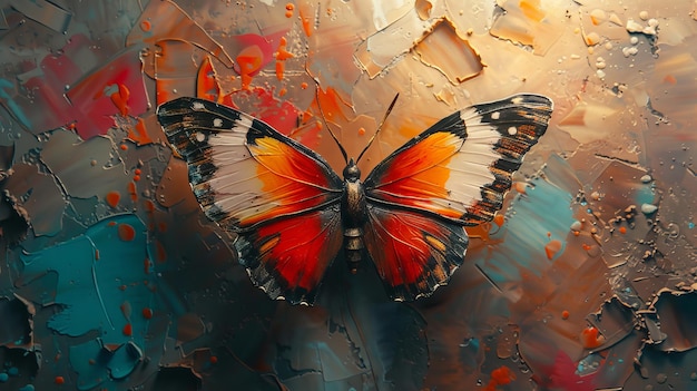 Pintura al óleo de mariposa abstracta pintada a mano
