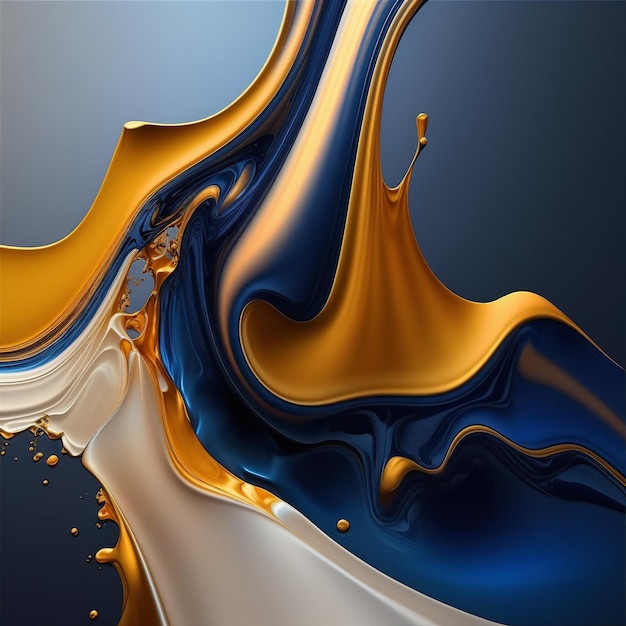 Pintura al óleo de oro y azul del arte abstracto