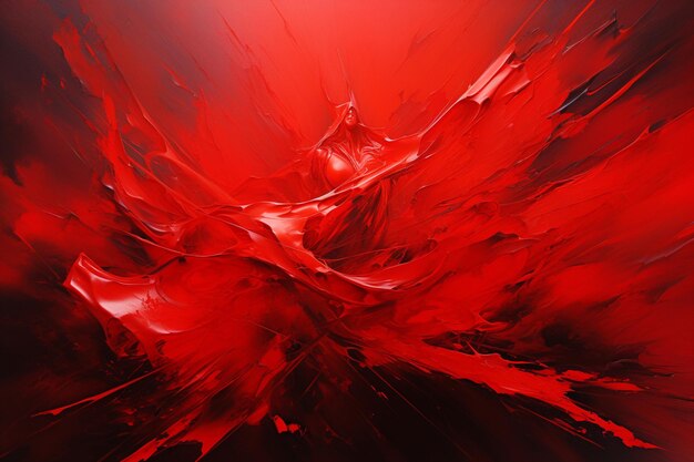 Pintura al óleo roja abstracta