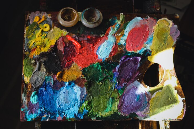 Pintura al óleo sobre una paleta