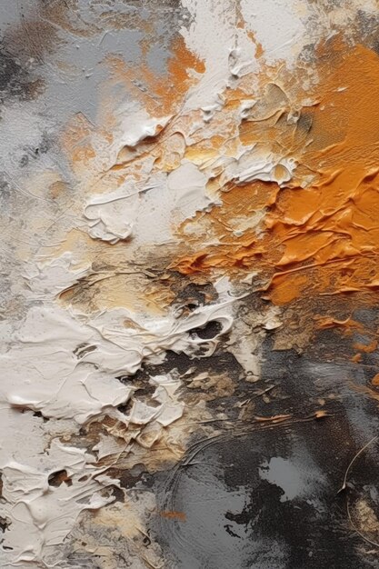 Una pintura al óleo de textura abstracta generativa de IA plateada oscura y blanca