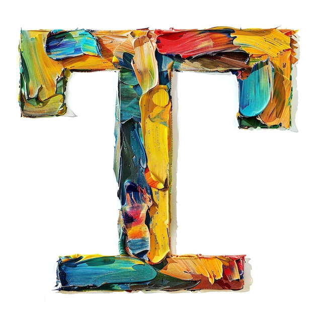 Pintura alfabética sobre letra T de fondo blanco