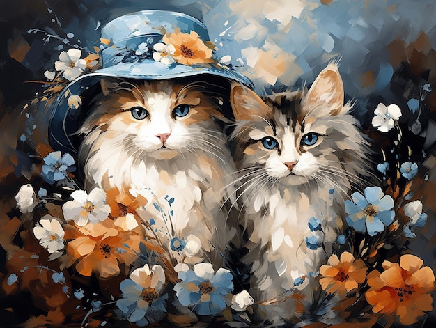 Pintura amante de los gatos