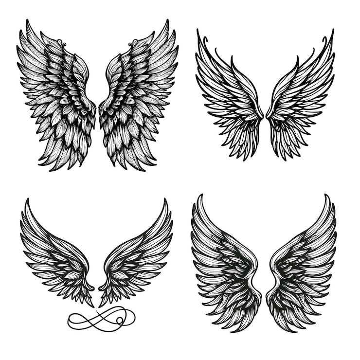 Foto pintura aquarela asas de anjo uma linha desenhada para decoração de cartão de férias