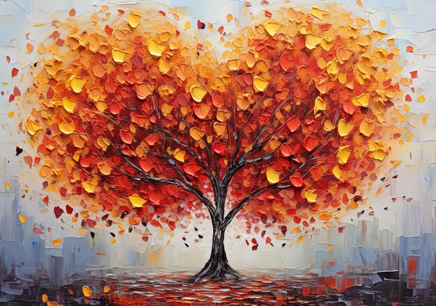 una pintura de un árbol con la palabra otoño en él