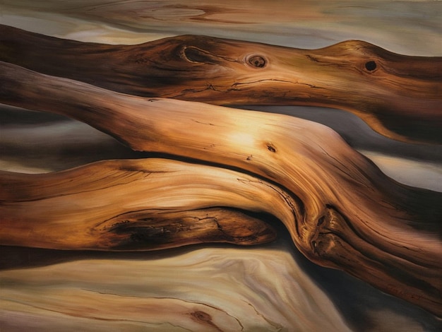 una pintura de un árbol con una rama de árbol en el fondo