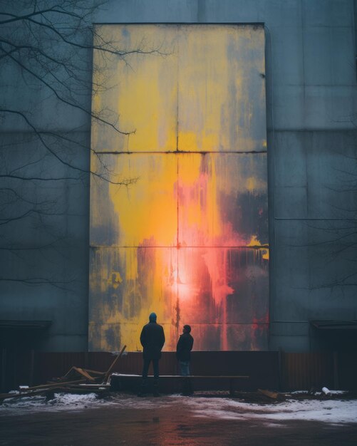 Foto la pintura de arena de neón de alex strohl transforma el paisaje brutal de chernobyl