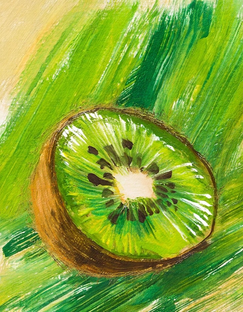 Pintura de arte abstracto de kiwi