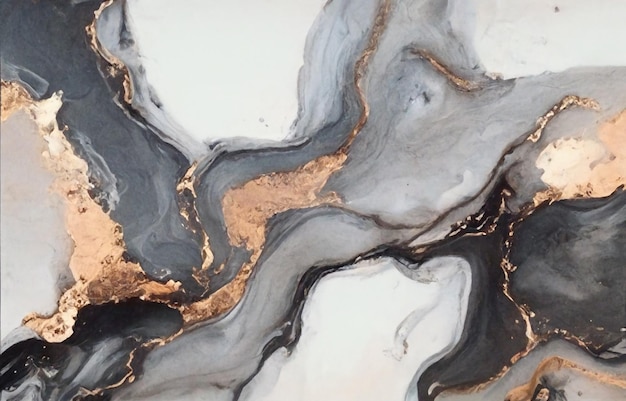 Pintura de arte de lujo tecnología de tinta de alcohol fluido abstracto imitación de mármol veta de oro brillante