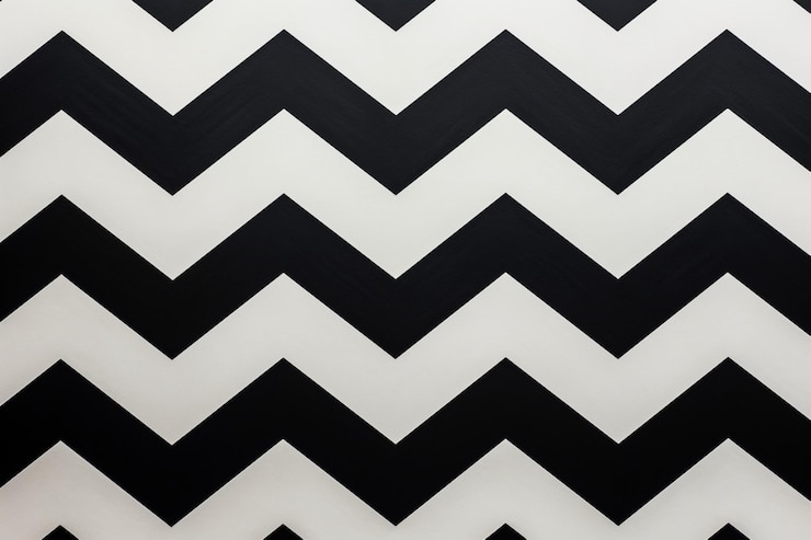 Foto pintura de arte con patrón de chevrón blanco y negro nítido con fondo de gradiente blanco