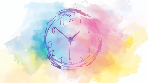 Foto pintura artística en acuarela de un reloj