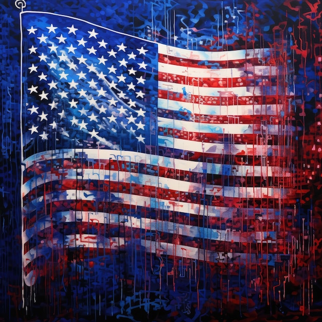 Pintura artística de la bandera de los Estados Unidos