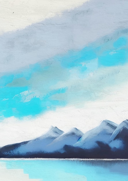 Pintura artística de viagem de paisagem de montanha