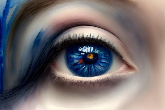 Una pintura artística de un ojo azul