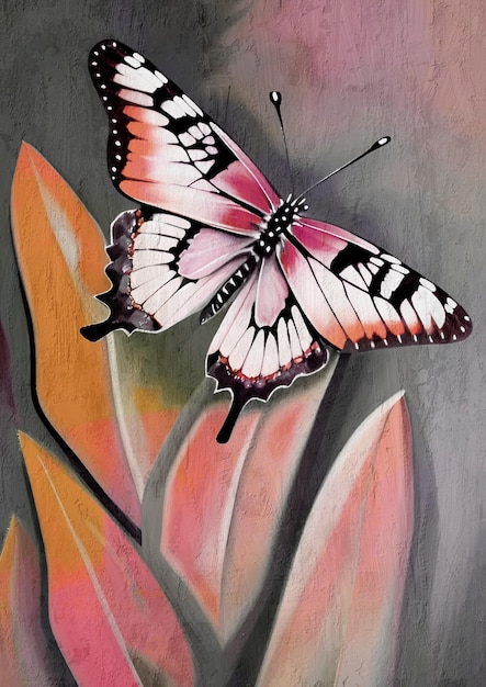 Pintura artística vintage de mariposas