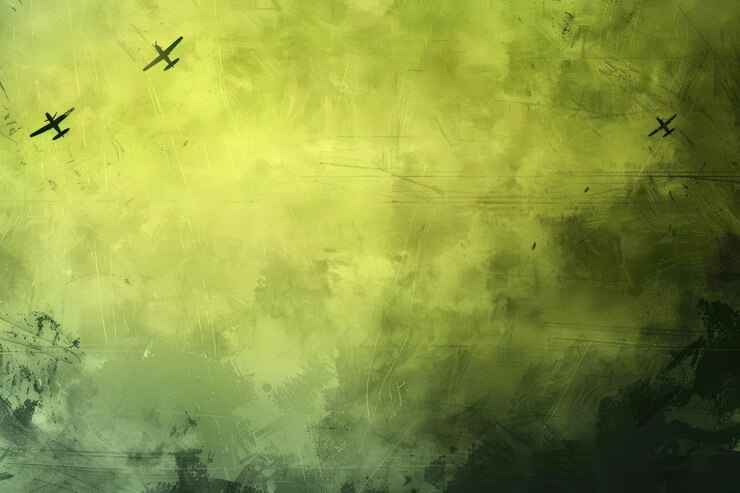 Foto una pintura de un avión volando sobre un fondo amarillo