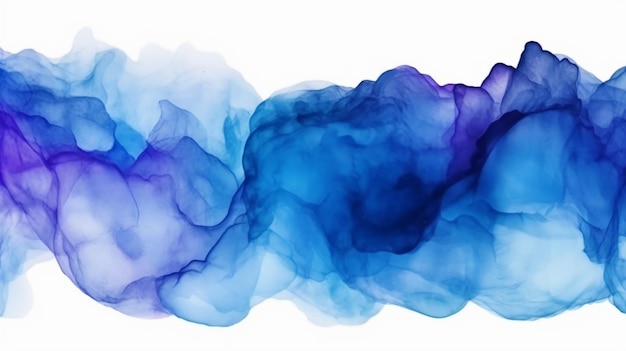 Pintura azul abstrata por tinta aquarela e álcool Generative AI