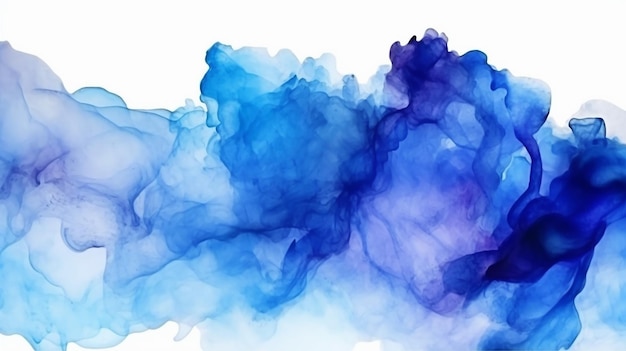 Pintura azul abstrata por tinta aquarela e álcool Generative AI
