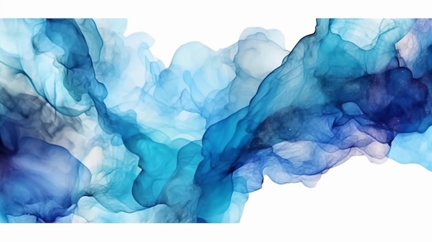 Pintura azul abstrata por tinta aquarela e álcool Generative AI