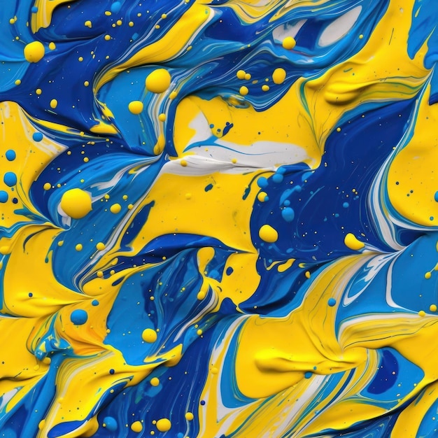 Una pintura azul y amarilla con las palabras azul y amarillo.